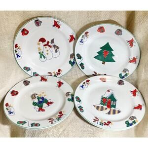 Set of 4 vintage 1998 RO Gregg Welcome Winter Holiday appetizer dessert plates